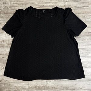 SHEIN Black Short Sleeve Textured Knit Tee